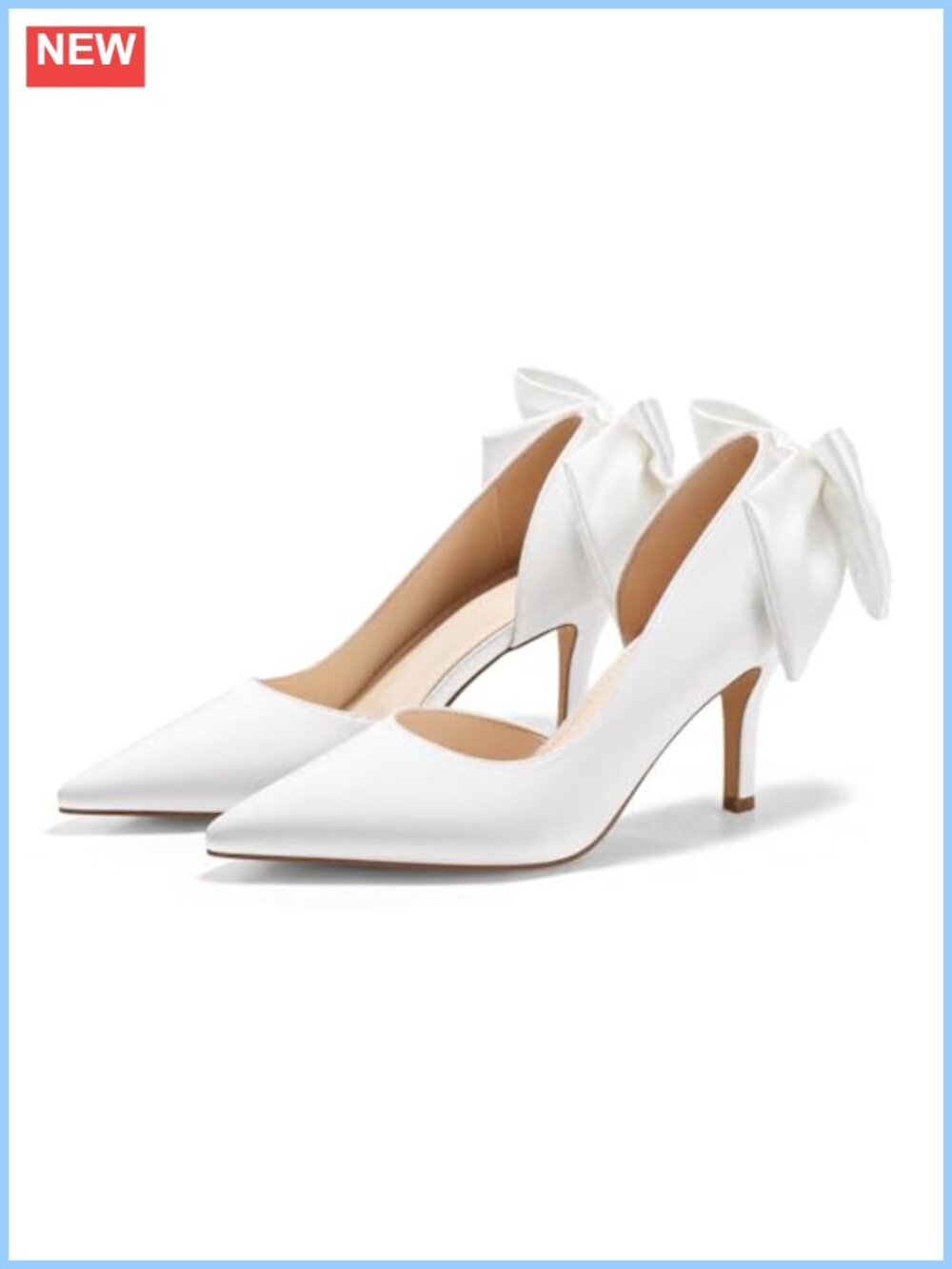 Satin Closed Toe Heels with Bow D'Orsay Slip On Dress Pumps